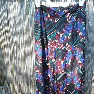 Lush Black Multicolor Floral Loose Flowing Wide Leg Gauzy Pants - S